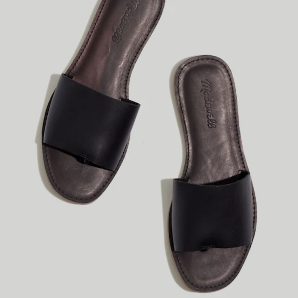 Madewell Black Leather Slide Sandals